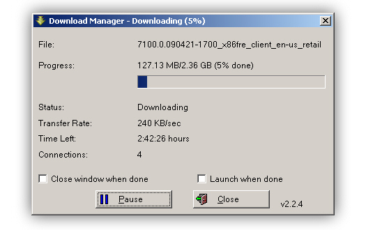 Windows 7 RC downloading
