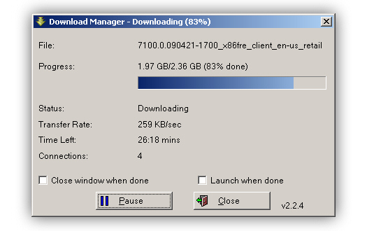 Windows 7 RC downloading